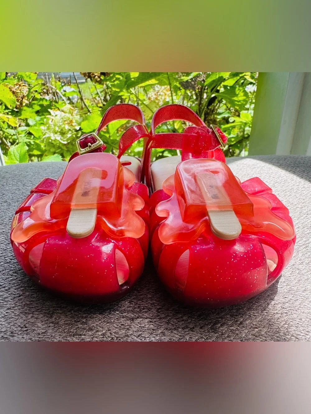 Mini Melissa pink Glitter Jelly Sandals with Orange Popsicle*Toddler girls Sz~10
